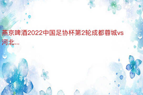 燕京啤酒2022中国足协杯第2轮成都蓉城vs河北...
